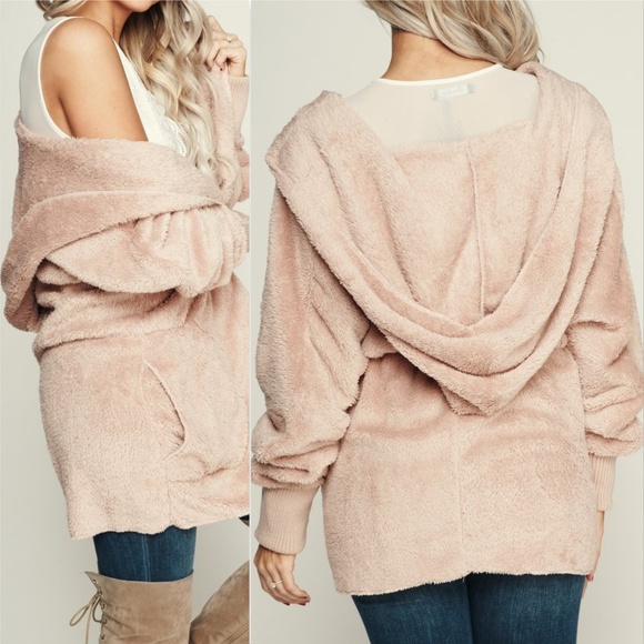SOLD BLUSH PINK FLEECED HOODIE teddy - Picture 3 of 3